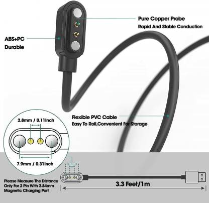 Turbomax Smartwatch Charger For 2 Pin Noise Colorfit Pro 2